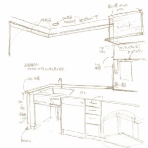 マンションをリフォームしてナラのペニンシュラキッチンを導入。食器棚の面材交換も。